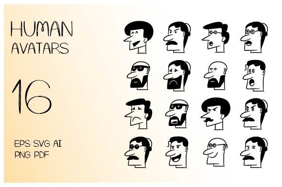 Download Male Face Avatars Comic Characters Set - Set Collection