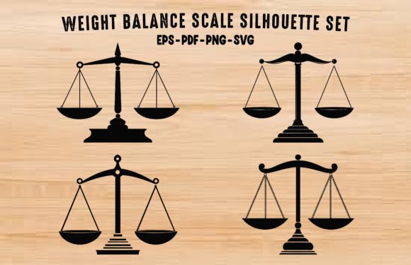 Download Beam Balance Scale Silhouette Vector Set - Set Collection