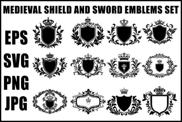 Download Heraldic Shield Sword SVG Set - Set Collection