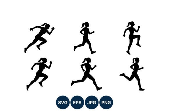 Download Female Runner Silhouette Vector Set - Set Collection