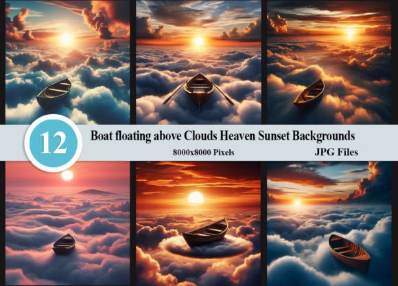 Download Boat Floating Above Clouds Heaven Sunset - Set Collection