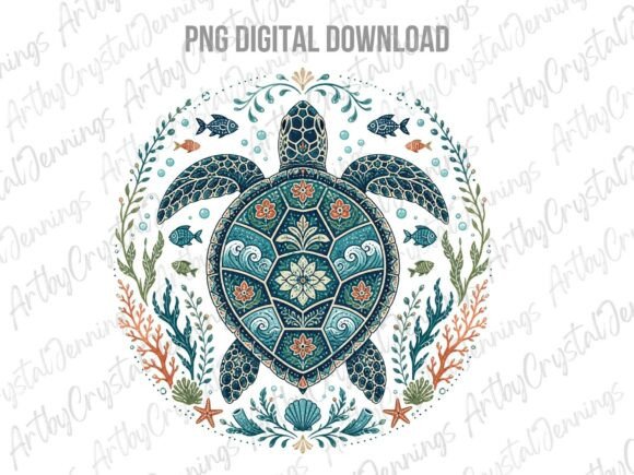 Download Ornate Boho Ocean Turtle Animal PNG - Ornate Collection
