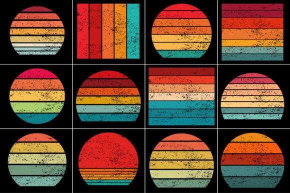 Download Retro Vintage Sunset Grunge Background - Set Collection