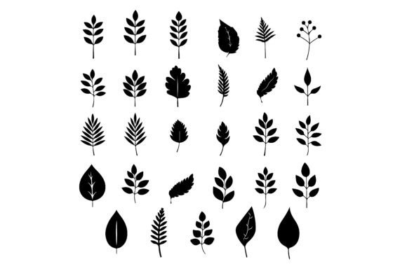 Download A Black Silhouette Leaf Symbol Set - Set Collection