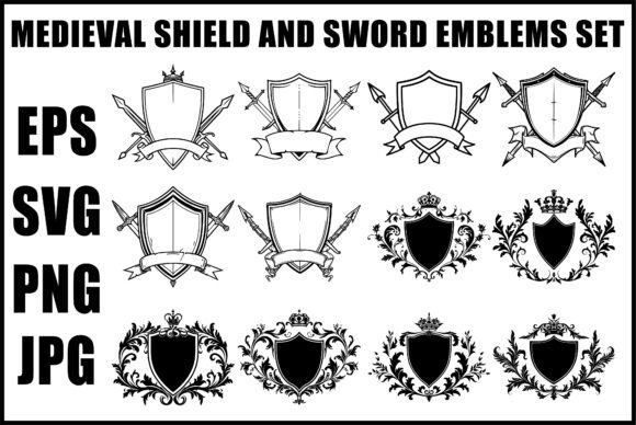 Download Heraldic Shield Sword SVG Set - Set Collection