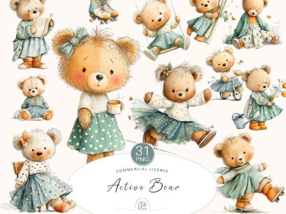 Download Active Bear Clipart – Cute PNG Set - Set Collection