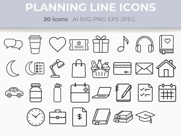 Download Daily Planning Line Icons Set Work Life - Set Collection