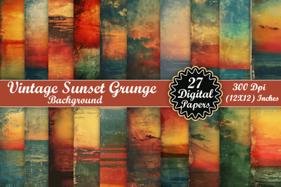 Download Vintage Sunset Grunge Background - Set Collection