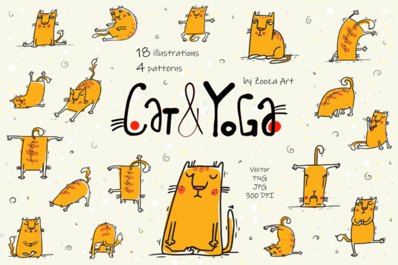 Download Cat and Yoga - Vector Illustrations - Illustration Collection