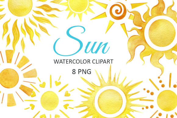 Download Sun Clipart, Summer Watercolor Set - Set Collection